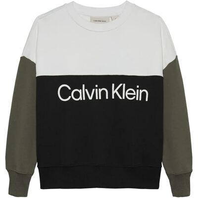 Calvin Klein Jeans Felpa Terry Blocking Ck Black / Olive / White 16 Anni Calvin Klein Jeans Felpa Terry Blocking Ck Black / Olive / White 16 Anni