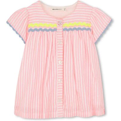 Billieblush Vestito A Maniche Corte U21810 Fluorescent Pink / White 6 Mesi Billieblush Vestito A Maniche Corte U21810 Fluorescent Pink / White 6 Mesi
