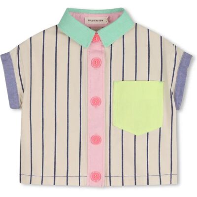 Billieblush Camicia A Maniche Corte U21858 White / Blue 8 Anni Billieblush Camicia A Maniche Corte U21858 White / Blue 8 Anni