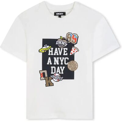 DKNY Maglietta A Maniche Corte D62723 Off White 16 Anni DKNY Maglietta A Maniche Corte D62723 Off White 16 Anni