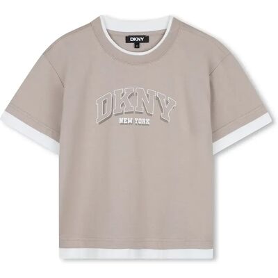 DKNY Maglietta A Maniche Corte D62875 Dark Beige 12 Anni DKNY Maglietta A Maniche Corte D62875 Dark Beige 12 Anni