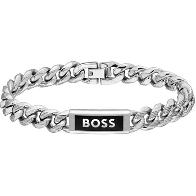 Hugo Braccialetto 1580679m Silver / Black One Size Hugo Braccialetto 1580679m Silver / Black One Size