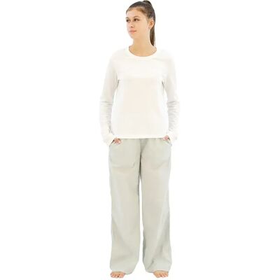 Calvin Klein Pigiama A Maniche Lunghe Sleep Set White / Jura Grey S Calvin Klein Pigiama A Maniche Lunghe Sleep Set White / Jura Grey S