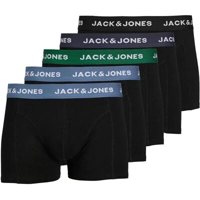 Jack & Jones Boxers Solid 5 Unità Black / Detail Blue Waistband 2XL Jack & Jones Boxers Solid 5 Unità Black / Detail Blue Waistband 2XL