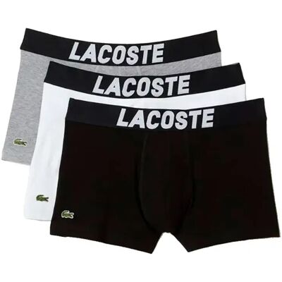 Lacoste Boxers 5h51150 3 Unità Black / White / Silver S Lacoste Boxers 5h51150 3 Unità Black / White / Silver S