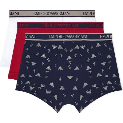 Emporio Armani Boxers Em000370_af20669 Trunk 3 Unità Scoo / Ink-Nut Prt / Wht M Emporio Armani Boxers Em000370_af20669 Trunk 3 Unità Scoo / Ink-Nut Prt / Wht M