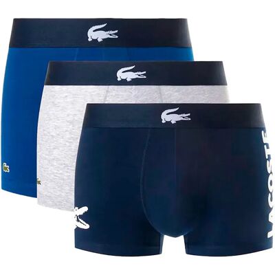 Lacoste Boxers 5h1291-00 Trunk 3 Unità Navy Blue / White / Silver Chine L Lacoste Boxers 5h1291-00 Trunk 3 Unità Navy Blue / White / Silver Chine L