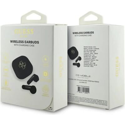 Guess Cuffie Wireless Metal Logo g Black One Size Guess Cuffie Wireless Metal Logo g Black One Size