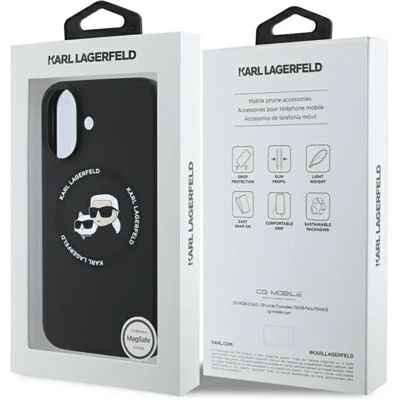 Custodia in silicone liquido Karl Lagerfeld per iPhone 16 - MagSafe, Nero Custodia in silicone liquido Karl Lagerfeld per iPhone 16 - MagSafe, Nero