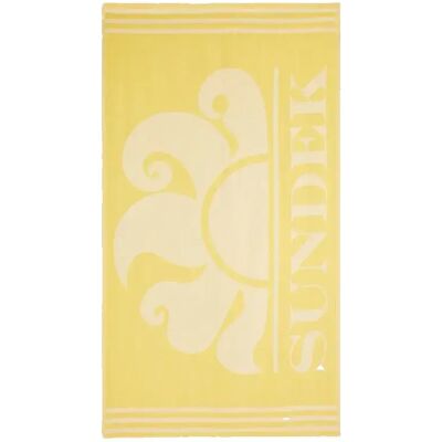 Sundek Asciugamano Fouta Jacquard Beach Logo Yellow Cream One Size Sundek Asciugamano Fouta Jacquard Beach Logo Yellow Cream One Size