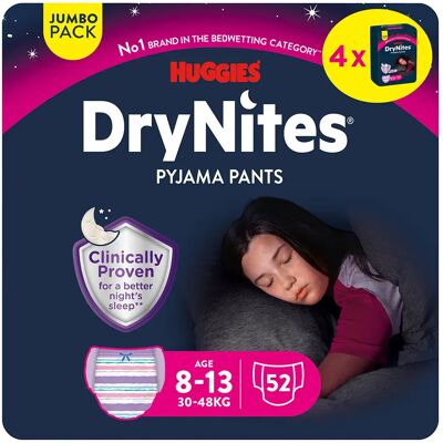 Huggies DryNites Ragazza 8-15 Anni - 52 pz. Huggies DryNites Ragazza 8-15 Anni - 52 pz.