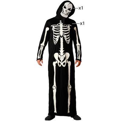 Atosa Costume Da Scheletro Da Uomo Black 2XL Atosa Costume Da Scheletro Da Uomo Black 2XL