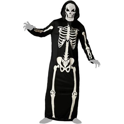 Atosa Costume Da Uomo Scheletro Luminoso Al Buio Black 2XL Atosa Costume Da Uomo Scheletro Luminoso Al Buio Black 2XL