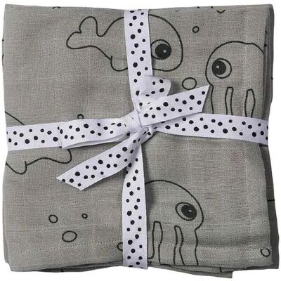 Done By Deer - Sea Friends Mulltuch - Grigio - Swaddle blanket Done By Deer - Sea Friends Mulltuch - Grigio - Swaddle blanket