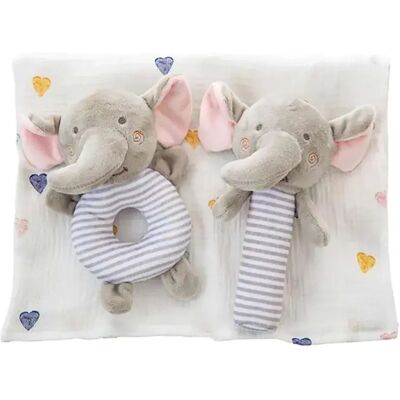 Creaciones Llopis Set Regalo + Mussola + Squeaker + Sonaglio Elefante 90x65 Cm 20 Cm White One Size Creaciones Llopis Set Regalo + Mussola + Squeaker + Sonaglio Elefante 90x65 Cm 20 Cm White One Size