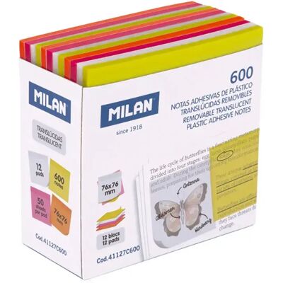 Milan 600 Foglietti Adesivi Rimovibili Fluorescenti Traslucidi 76x76 Mm Milan 600 Foglietti Adesivi Rimovibili Fluorescenti Traslucidi 76x76 Mm