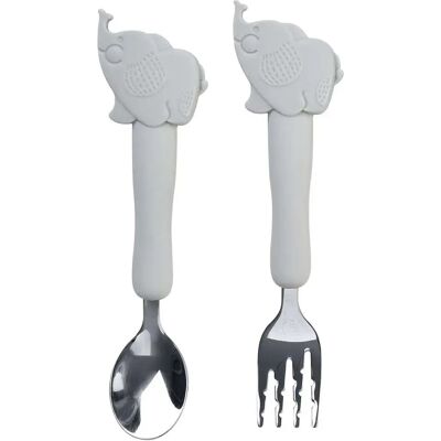 Saro Posate Per Bambini Piccoli Elefanti Grey One Size Saro Posate Per Bambini Piccoli Elefanti Grey One Size