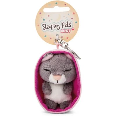 Nici 49989 Animali Dormienti Portachiavi - Gatto Grigio, 8 Cm, Cestino Rosa Nici 49989 Animali Dormienti Portachiavi - Gatto Grigio, 8 Cm, Cestino Rosa
