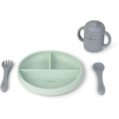 Saro Baby - Set di alimentazione in silicone Food & Fun Menta - Set per l'alimentazione del bambino Saro Baby - Set di alimentazione in silicone Food & Fun Menta - Set per l'alimentazione del bambino
