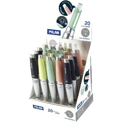 Milan Display Box 20 Capsule Slim Matite Meccaniche Argento 0.5 Mm Milan Display Box 20 Capsule Slim Matite Meccaniche Argento 0.5 Mm