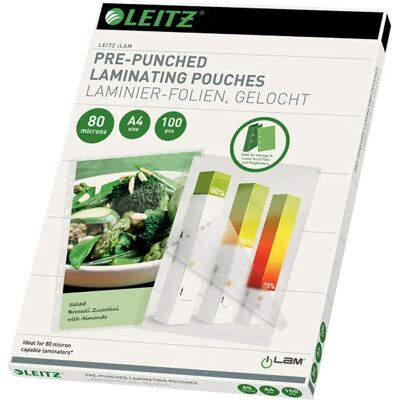 Leitz Buste Di Laminazione A Multiperforate Da 80 Micron 100 Unità Leitz Buste Di Laminazione A Multiperforate Da 80 Micron 100 Unità