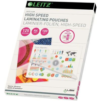 Leitz Buste Di Laminazione Ad Alta Velocità A Da 125 Micron 100 Unità Leitz Buste Di Laminazione Ad Alta Velocità A Da 125 Micron 100 Unità