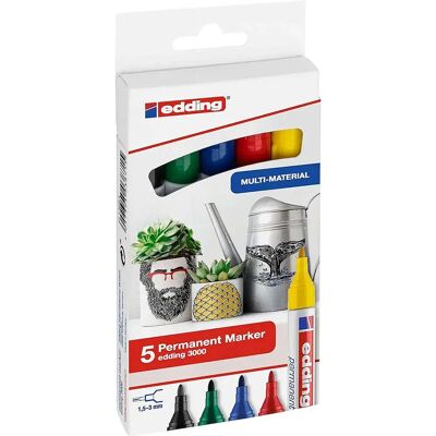 Edding Pennarello Indelebile 3000 3000-5-s 5 Unità Multicolor One Size Edding Pennarello Indelebile 3000 3000-5-s 5 Unità Multicolor One Size