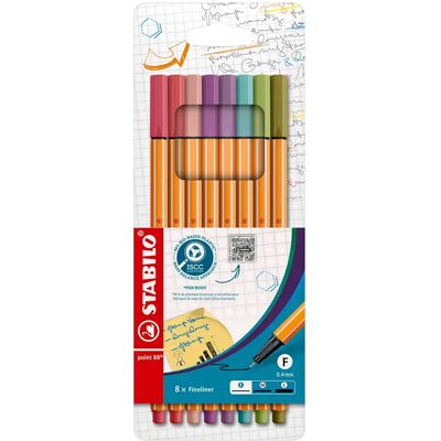 STABILO point 88 fineliner - 8 colori - 0,4 mm - inchiostro a base d'acqua STABILO point 88 fineliner - 8 colori - 0,4 mm - inchiostro a base d'acqua