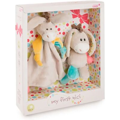 Nici Peluche + Piumone Asino Muli Con Messaggio Teddy 18 Cm Nici Peluche + Piumone Asino Muli Con Messaggio Teddy 18 Cm