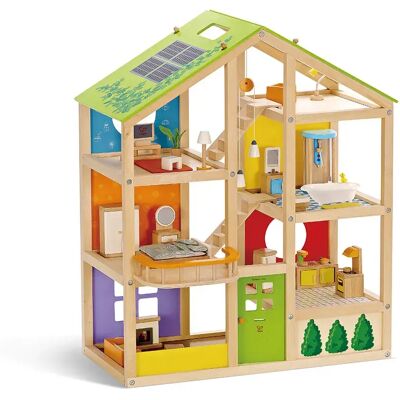 Hape Grande Casa Delle Bambole In Legno Con Mobili E Bambola Hape Grande Casa Delle Bambole In Legno Con Mobili E Bambola