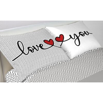 Co.Ingros.Tex Coppia Di Federe Happy Love You Formato Unico Co.Ingros.Tex Coppia Di Federe Happy Love You Formato Unico