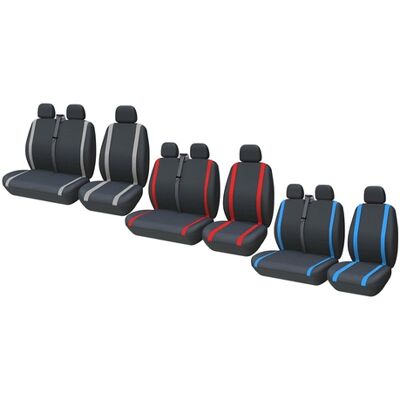 Lupexshop - Coprisedile Auto Universale per Furgoni e Camion - 3 Posti, Nero con Strisce Blu Lupexshop - Coprisedile Auto Universale per Furgoni e Camion - 3 Posti, Nero con Strisce Blu
