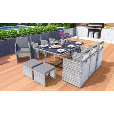 Set da Giardino in Rattan Grigio Swing & Harmonie - 9 Pezzi Set da Giardino in Rattan Grigio Swing & Harmonie - 9 Pezzi