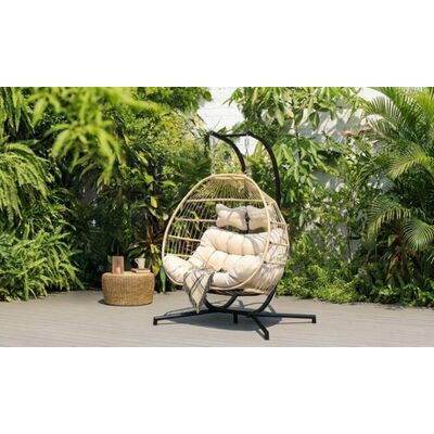 Home Deluxe Sedia A Dondolo Loma Per 2 Persone : Beige Home Deluxe Sedia A Dondolo Loma Per 2 Persone : Beige