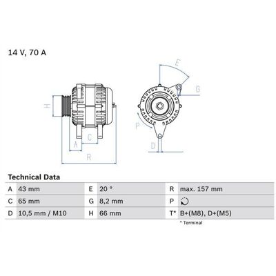 Bosch 0 986 038 740 Alternatore - 14V 70A per Citroën, Peugeot, Fiat Bosch 0 986 038 740 Alternatore - 14V 70A per Citroën, Peugeot, Fiat