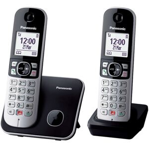Telefono cordless Panasonic KX-TG6852JTB con identificatore di chiamata - Nero/Grigio Telefono cordless Panasonic KX-TG6852JTB con identificatore di chiamata - Nero/Grigio