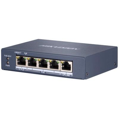 hikvision Switch DS-3E0505HP-E Gigabit 4x PoE 1x Uplink RJ45/SFP Metallo hikvision Switch DS-3E0505HP-E Gigabit 4x PoE 1x Uplink RJ45/SFP Metallo