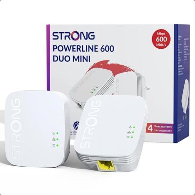 Strong Adattatore Powerline PL600M 600 Mbps AV600 Plug & Play Ethernet Strong Adattatore Powerline PL600M 600 Mbps AV600 Plug & Play Ethernet