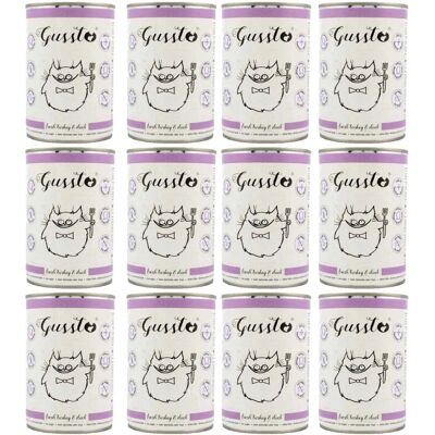 GUSSTO Cat Fresh Turkey & Duck cibo umido per gatti a base di tacchino e anatra 12x400 g GUSSTO Cat Fresh Turkey & Duck cibo umido per gatti a base di tacchino e anatra 12x400 g