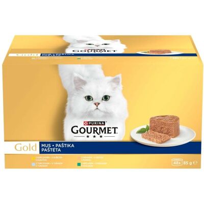GOURMET Gold Mus 48x85g con pollo, tonno, tacchino e coniglio, cibo umido per gatti GOURMET Gold Mus 48x85g con pollo, tonno, tacchino e coniglio, cibo umido per gatti