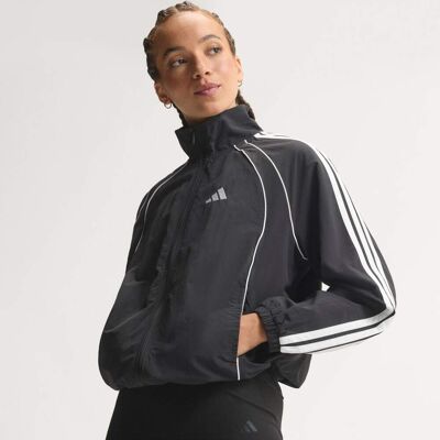 Adidas Iconica giacca da allenamento in tessuto con 3 strisce M Black / White Adidas Iconica giacca da allenamento in tessuto con 3 strisce M Black / White