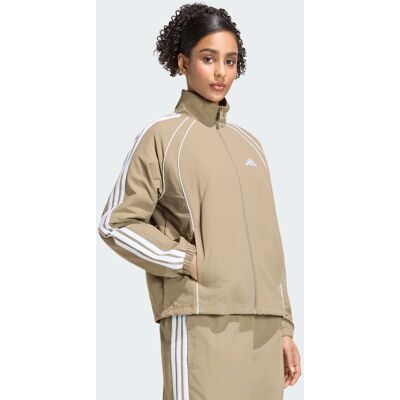Adidas Iconica giacca da allenamento in tessuto con 3 strisce M Khaki Six Adidas Iconica giacca da allenamento in tessuto con 3 strisce M Khaki Six