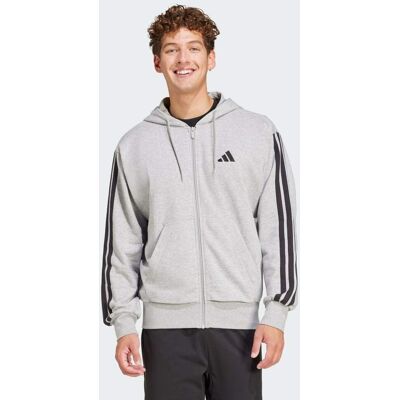 Adidas Felpa con cappuccio Essentials 3-Stripes French Terry Full-Zip 2XS Medium Grey Heather / Black Adidas Felpa con cappuccio Essentials 3-Stripes French Terry Full-Zip 2XS Medium Grey Heather / Black