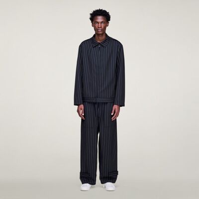 Adidas Y-3 PINSTRIPE REFINED WOOL WIDE LEG PANTS M Black / Chalk Pearl Adidas Y-3 PINSTRIPE REFINED WOOL WIDE LEG PANTS M Black / Chalk Pearl