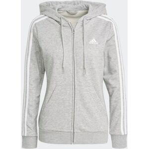 Adidas Felpa con cappuccio Essentials French Terry 3-Stripes Full-Zip 2XS Medium Grey Heather / White Adidas Felpa con cappuccio Essentials French Terry 3-Stripes Full-Zip 2XS Medium Grey Heather / White