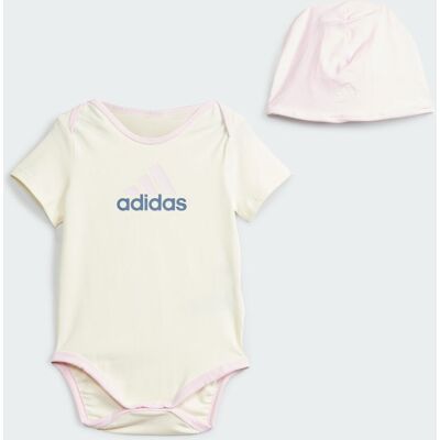 Adidas Completo Essentials Big Logo Bodysuit and Beanie Infant 18-24M Ivory / Clear Pink Adidas Completo Essentials Big Logo Bodysuit and Beanie Infant 18-24M Ivory / Clear Pink