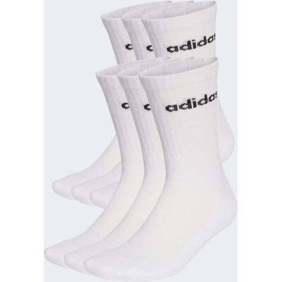 Adidas Calzini Linear Crew, calzini ammortizzati confezione da 6 paia 37-39 White / Black Adidas Calzini Linear Crew, calzini ammortizzati confezione da 6 paia 37-39 White / Black
