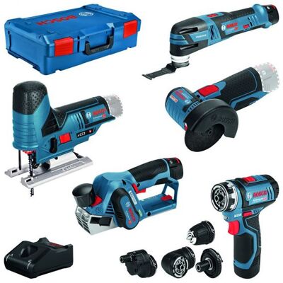 Bosch 5 tool set 12v: gsr + gop + gho + gws + gst + 3x gba + gal + ... Bosch 5 tool set 12v: gsr + gop + gho + gws + gst + 3x gba + gal + ...