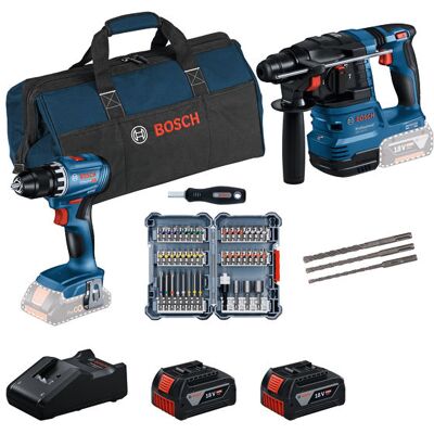 Bosch combo kit 2 pezzi. 18v: gsr 18v-45 + gbh 18v-22 + accessori +... Bosch combo kit 2 pezzi. 18v: gsr 18v-45 + gbh 18v-22 + accessori +...