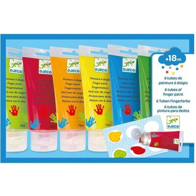 Djeco Colori per le dita - 6 tubi - Multicolore - Kit artistico Djeco Colori per le dita - 6 tubi - Multicolore - Kit artistico